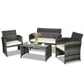 Canddidliike 4 Piece Outdoor Patio Furniture Sets Wicker Conversation Sets Rattan Sofa Chair with Cushion for Backyard Lawn Garden