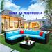 5 Pieces Pe Rattan Sectional Outdoor Furniture Cushioned U Sofa Set With 2 Pillow