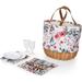 Promenade Basket For 2 Canvas Willow Set - Includes Utensil Set Glasses Plates (Floral Pattern)