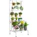 Plant Stand 3-Tier Hanging Shelves Flower Pot Organizer Multiple Flower Display Holder Indoor Outdoor Heavy Duty Potted Planter Rack Unit with Grid Panel for Living Room Balcony and Garden