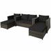 Spaco 5 Pieces Patio Furniture Sets All Weather Outdoor Sectional Sofa Manual Weaving Wicker Rattan Outdoor Conversation Set Black