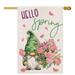 Hello Spring Garden Flag for Outside 12x18 Double Sided Gnome with Roses Flowers Small Yard Flag Summer Seasonal Decors for Outdoor Anniversary Wedding Farmhouse Holiday