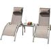 Beach Lounge Chair Adjustable Pool Chairs with Metal Side Table Outdoor Lounge Chairs Khaki Patio Chaise Lounge Set for Deck Lawn Poolside Backyard Garden