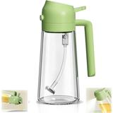 Olive Oil Dispenser 2 in 1 Oil Sprayer Bottle Cooking Oil Dispenser Olive Oil Sprayer Pourer Glass Oil Mister Vinegar Bottle for Kitchen Baking Salad Frying BBQ (Green 470 ML)