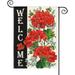 Welcome Geranium Double-sided 12x18 Inch Garden Flag Summer Red Flower Black and White Plaid Flag Family Outdoor Yard Decoration -E