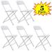 Veryke Folding Chairs Set of 5 Foldable Chairs Stackable Plastic Commercial Outdoor Wedding Party Event Chairs White