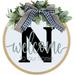 Last Name Welcome Signs Round Front Door Wreath with Bow 11.8 Optional Personalized Creative 26 Letter Farmhouse Wreath for Front Door Spring All Seasons Outside Hanger Decor Gift (N)