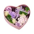 Heart Shaped Soap Flowers Gift Box Artificial Soap Rose Bunch Present Box For Girlfriend Wife On Birthday Valentine s Day Christmas Wedding Anniversary (A Purple 21x18x8.5cm)