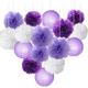 16pcs Tissue Paper Flowers Ball Pom Poms Mixed Paper Lanterns Craft Kit for Lavender Purple Themed Birthday Party Decor Baby Shower Decor Bridal Shower Decor Wedding Party Decorations$Set of 16 Pcs