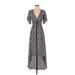 Bailey Blue Casual Dress - Wrap: Gray Print Dresses - Women's Size Small