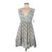 FP One Casual Dress: Teal Floral Motif Dresses - New - Women's Size Medium