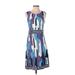 Emilio Pucci Casual Dress - Shift Keyhole Sleeveless: Blue Graphic Dresses - Women's Size Small