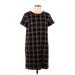 Ann Taylor LOFT Outlet Casual Dress - Shift: Black Grid Dresses - Women's Size Large Petite