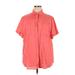 Lands' End Short Sleeve Button Down Shirt: Pink Tops - Women's Size 1X