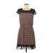 Maison Jules Casual Dress - High/Low: Brown Stripes Dresses - Women's Size Medium