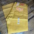 Levi's Jeans | Levi’s Mustard Yellow Nwt Men’s 40x30 Raw Unwashed Denim Straight Leg Button Fly | Color: Yellow | Size: 40