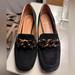 Kate Spade Shoes | Kate Spade Rowan Loafer Black Suede W Tortoise Shell Chain Shoes Sz 5.5 | Color: Black/Brown | Size: 5.5