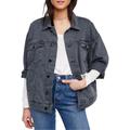 Free People Jackets & Coats | Free People Black Wash Ripped Trucker Distressed Jean Denim Jacket | Color: Black/Gray | Size: M