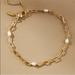 Anthropologie Jewelry | Anthropologie Delicate Paperclip Pearl Bracelet | Color: Gold/White | Size: Os