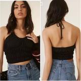 Anthropologie Tops | Anthropologie Sunday In Brooklyn Ruched Halter Tank Top Crop, Size Small Petite | Color: Black | Size: Sp