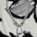Louis Vuitton Jewelry | New Louis Vuitton Silver-Toned Lock With 18" Curb Chain Necklace | Color: Silver | Size: Os