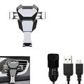 K-S-Trade Car Holder For TCL 403 Compatible With TCL 403 Bracket Vent Mount Ventilation Grille Black-silver Car Motor Vehicle Smartphone Holder + Car Charger