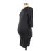 Motherhood Casual Dress - Midi: Gray Solid Dresses - Women's Size Small Maternity