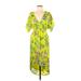 Aidan by Aidan Mattox Casual Dress - Wrap: Green Tropical Dresses - Women's Size 4
