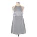 Donna Ricco Casual Dress - Shift: Gray Solid Dresses - Women's Size 8