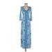 Lilly Pulitzer Cocktail Dress - Maxi: Blue Print Dresses - Women's Size 2X-Small