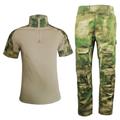 KINROCO Tactical Airsoft Combat Shirt And Trousers Men's Camouflage Military Outfit for Hunting Paintball(Size:XL,Color:Green Ruin)