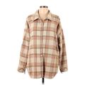 Pink Lily Jacket: Tan Checkered/Gingham Jackets & Outerwear - Women's Size Large