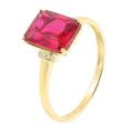 AMDXD Classic 9ct White Gold Red Ruby Rectangle Shape Wedding Ring for Women Engagement Ring Real Gold Au375, Yellow Gold 9 Carat (375), Lab Created Ruby