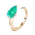 AMDXD Women's Ring 750/585/375 Gold Classic Lab Wedding Ribbon Emerald Green Oval Shape Friendship Ring 9 K/14 K/18 Carat Yellow Gold, 18 Carat (750) Yellow Gold, Lab Created Emerald