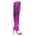 WOkismD Womens Thigh High Over The Knee Boots Peep Toe Stiletto Heel Fashion Dress Boots back zipper Party Dance snake print Boots sandals shoes,Purple,39