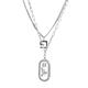 GeRRiT Full Body Necklace in 925Er Silver, Double Layered, with Square Tag, Simple Design, Collar Chain for Men and Women Thai Silver, 46+5Cm, Thai silver, 46+5cm