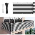 Balcony Privacy Screen Cover Fence Cover,UV Protection Weatherproof Shade Privacy Screen,Garden Courtyard Privacy Fence Screen,Windscreen Heavy Duty for Patio,Backyard,Black/White- 5x6m