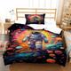 EXSANLIEAY Astronaut King Size Duvet Cover Sets Cartoon Duvet Cover Reversible Soft Breathable, Microfiber Kingsize Duvet Cover Hidden Zipper 230x220 cm Duvet Cover