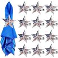 SCOSAO Napkin Rings Set of 12, Star Napkin Holders, Sliver Napkin Rings Bulk 4th of July Independence Day, Memorial Day, Veterans Day, Napkin Ring for Dinner Table Decoration