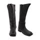 10Code Men's Black Civil war Cavalry Leather Long Boots Black Size: 12