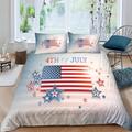 ROOMLOOV Artistic creative American flag duvet cover, stars and stripes symbol of freedom, democracy and prosperity, flag pattern bedding set,duvet cover double