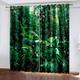 3D Green Jungle Plant Leaves Pattern Curtains For Bedroom Eyelet - 2 Panels Blackout Drapes Home Decoration For Living Room Kitchen Nursery - Kids Window Treatments Thermal Insulated 200X164Cm