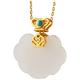 GeRRiT Necklace Turquoise Crown Pendant S925 Sterling Silver Gold Plated Natural Nephrite Wish Pendant Women Necklace, Necklace