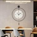 Wall Clock Modern Art Wall Clock Metal Large Wall Clocks Battery Operated, Pendulum Wall Clock for Living Room Decor, Bedroom, Kitchen, Office, Silent Non Ticking Quartz Clock, E