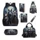 Howilath Wolf Kids Backpack Set Moon Night Wolf School Book Bag for Boys Lunch Bag Pencil Case Bottle Sleeve Cover Children Girls School Bags