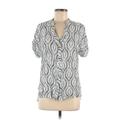 Weekend Suzanne Betro Short Sleeve Blouse: Silver Tops - Women's Size Medium