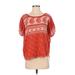 Free People Short Sleeve Top Red Paisley Square Tops - Women's Size Small