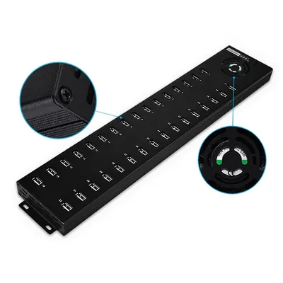 Sipolar Rugged Industrial 32 Port USB 2.0 Hub 30 Ladegerät und Sync Port mit 2 Stück 12V 10A Image