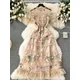 Frauen Spitze Französisch elegantes Kleid Sommer Blumen bestickte Mesh Party kleider Damen Vintage