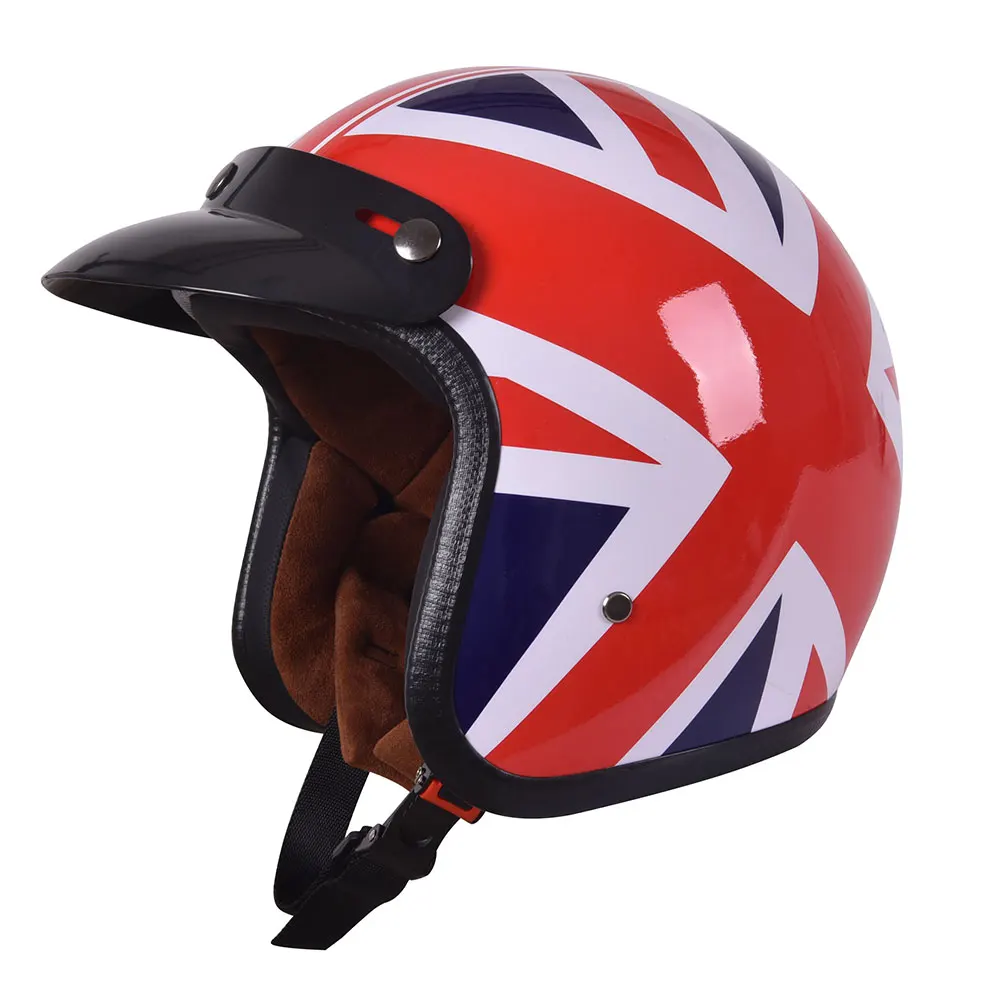 Outdoor-Reiten Motocross Retro Vintage 3/4 Helm Motorrad Sommer 3/4 Open Face Helm Elektromotor rad Sicherheits kapazität Image